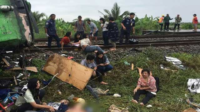20 dead in Thailand bus-train collision