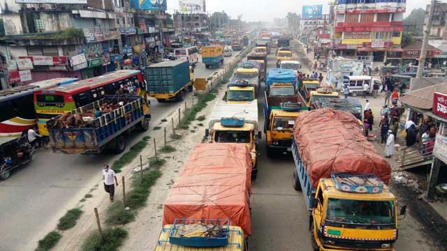 15km gridlock on Dhaka-Tangail Highway