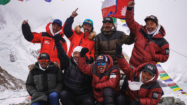 Nepali climbers make history with winter summit of K2 mountain