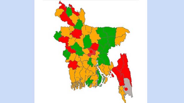 DGHS marks 10 more dists across Bangladesh as ‘red zones’ for Covid infection