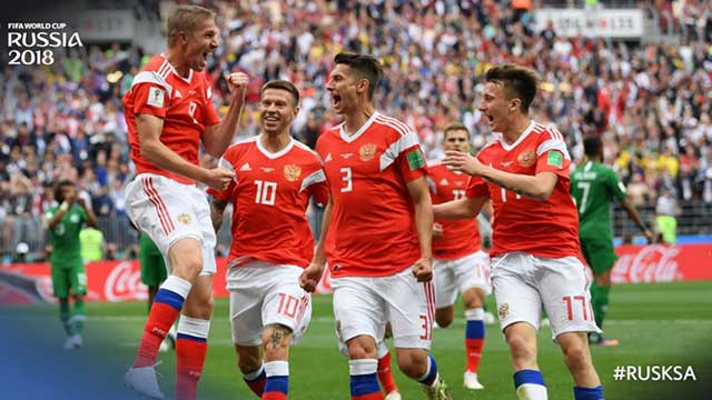 Rampant Russia pummel Saudis 5-0 in World Cup opener