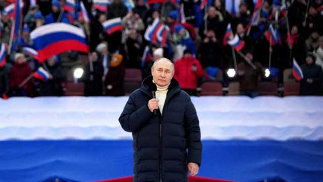 Putin hails war in big rally, vows Russia will prevail in Ukraine