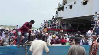 Mad rush at Shimulia ferry ghat ahead of Eid