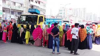 Unpaid RMG workers demonstrate in Dhaka again