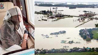 PM inspects flood situation in Sylhet, Netrokona, Sunamganj