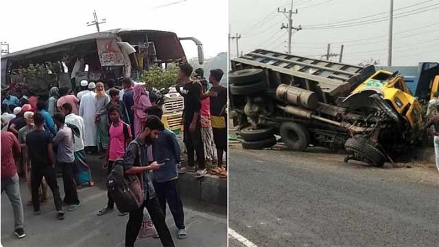 30 injured as bus, truck collide in Mymensingh