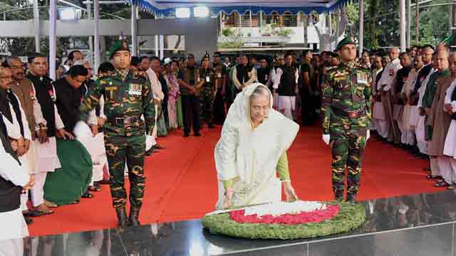 Hasina pays homage to Bangabandhu on historic Mar 7