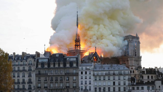 Fire in Paris Notre-Dame cathedral