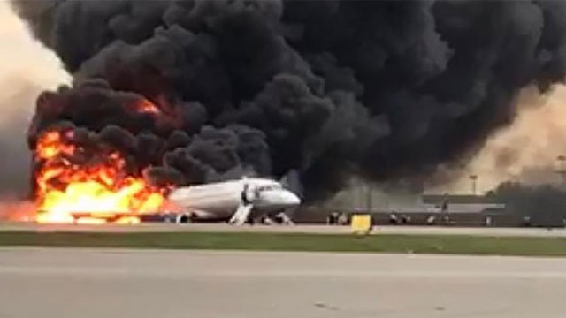 13 killed after Russian plane catches fire midair
