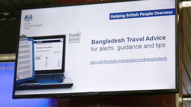 Digital info boards placed at Dhaka, Sylhet airports for British nationals