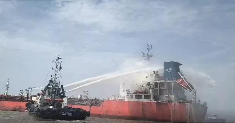Oil tanker catches fire at Chittagong outer anchorage